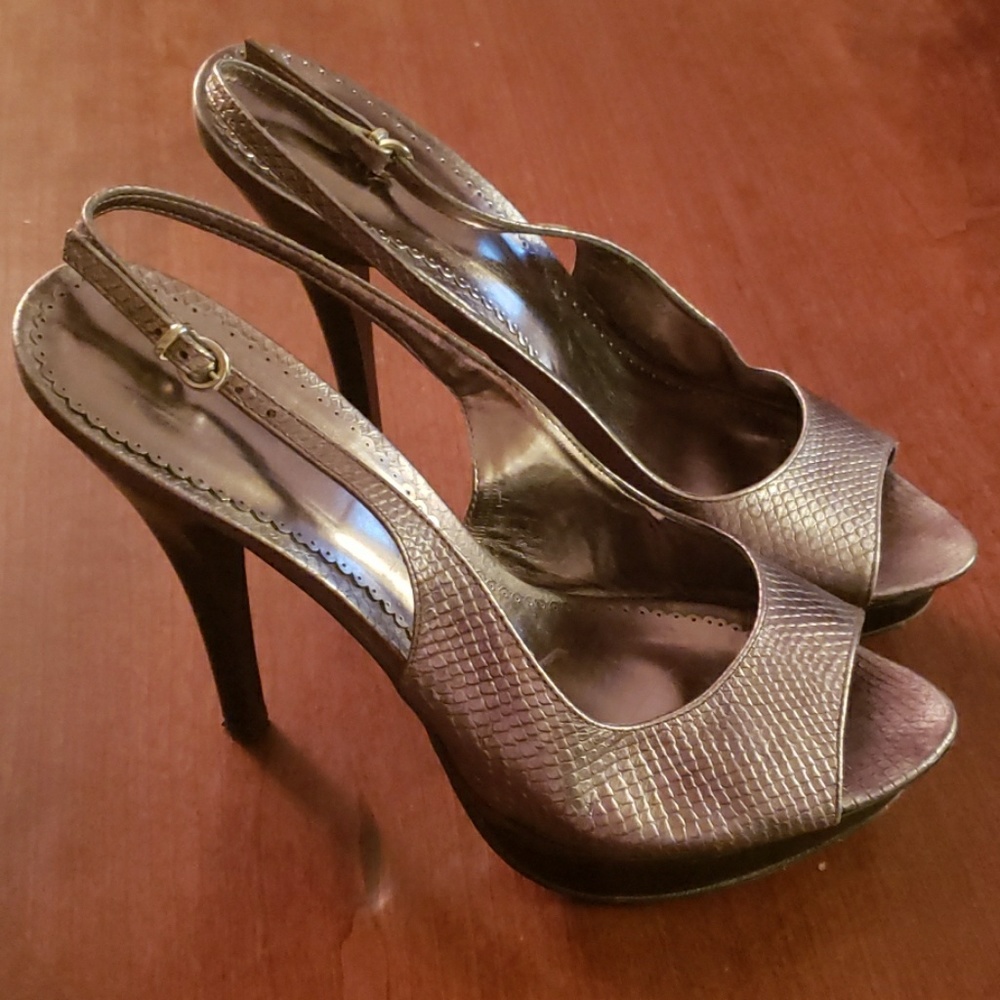 Pewter Slingback Heels Sling Back